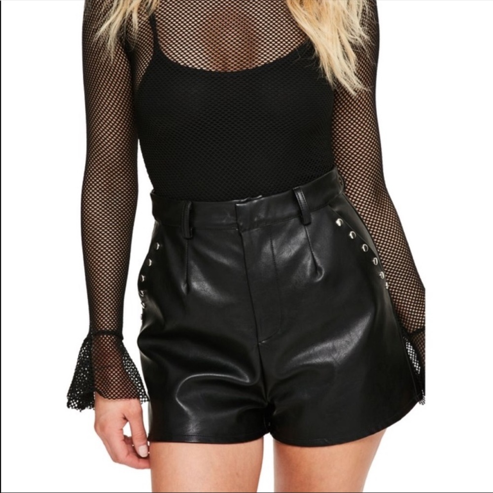 Missguided | Faux Leather Studded Shorts.  Size M